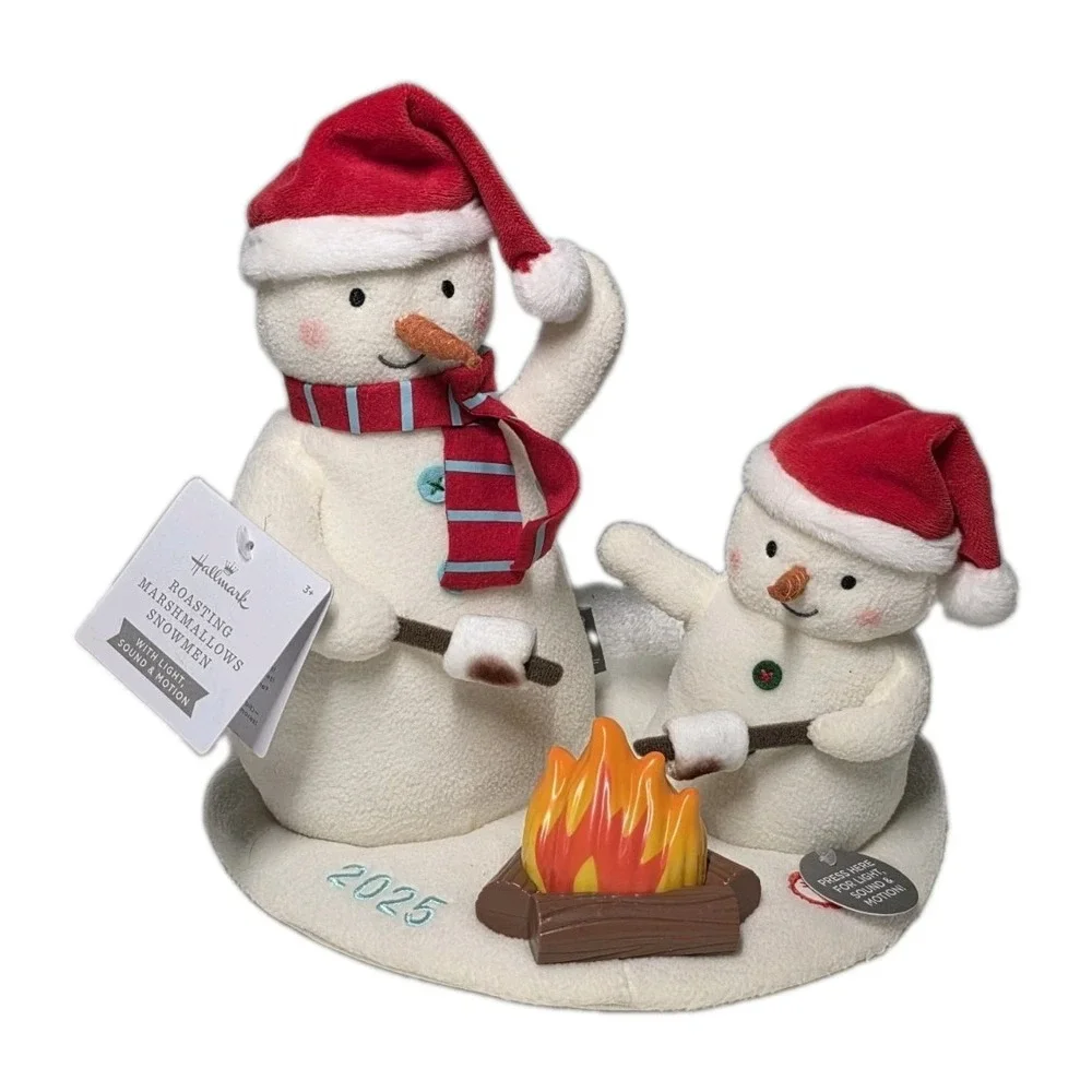 Hallmark Roasting Marshmallows Snowman 2025 Figurine Light Sound Motion